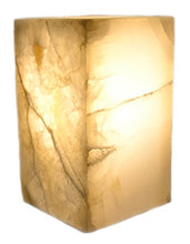 Load image into Gallery viewer, Marble White Stone Prism Lamp, 10" Tall, Carved from Real North American Onyx - The Artisan Mined Series by hBAR
