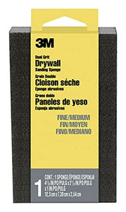 3M Large Area Drywall Sanding Sponge, Fine/Medium, 4.875-in by 2.875-in by 1-in, Black - 9095NA