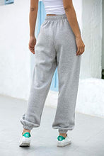 Load image into Gallery viewer, Women's Cinch Bottom Sweatpants Pockets High Waist Sporty Gym Athletic Fit Jogger Pants Lounge Trousers (Grey A, M)
