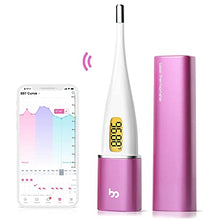 Load image into Gallery viewer, Digital Basal Thermometer, High-Precision Oral Thermometer with Backlit &amp; LCD, 1/100th Degree and Memory Recall Thermometer with APP(iOS &amp; Android) for Nature Family Planning and Fever, Purple
