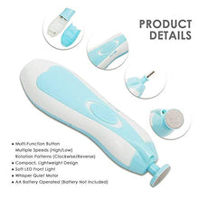 Load image into Gallery viewer, EzzySo Electric Baby Nail File, Illuminated Baby Nail Trimmer, 6 Replacement Pads and 4 Speed Control Modes, Suitable for Newborn Female Adult Toes, Blue (2Pcs)
