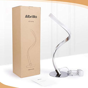 Albrillo Spiral Design LED Table Lamp - Dimmable Desk Lamp Touch Button, Warm White 3000K Bedside Lamps of Stainless Steel, 1.5m Cable, 5W 450LM Nightstand Lamps, for Bedroom, Office, Living Room
