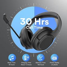Load image into Gallery viewer, EKSA Bluetooth Headsets with Microphone &amp; USB Dongle, 30 Hours Talk Time &amp; 33ft Range, AI Environmental Noise Cancelling Mic, Over-Ear Wireless Headphone for PC/Laptop/Computer/Home/Work/Office/Zoom
