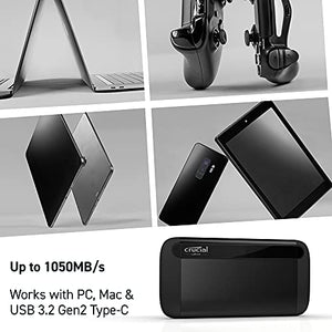 Crucial X8 1TB Portable SSD – Up to 1050MB/s – USB 3.2 – External Solid State Drive, USB-C, USB-A – CT1000X8SSD9
