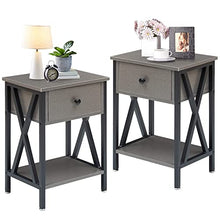 Load image into Gallery viewer, VECELO Nightstands, Grey End Side Table Modern Night Stand Set of 2 with Drawer &amp;Storage Shelf for Bedroom Living Room Office Lounge, 2, Hpry
