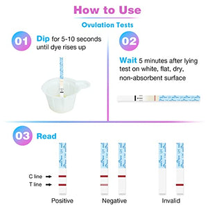 Easy@Home 50 Ovulation Test Strips and 20 Pregnancy Test Strips Combo Kit, (50 LH + 20 HCG)