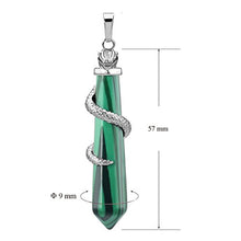 Load image into Gallery viewer, BEADNOVA Healing Crystal Necklace for Women Men Synthetic Malachite Snake Tail Wrap Pendant Energy Healing Gemstones Jewelry Pendulum Crystal Divination (Hexagonal, 18 Inches Stainless Steel Chain)
