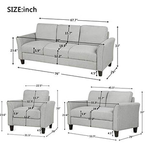 Harper & Bright Designs Living Room Set 3 Pcs Sofa Set Armchair Loveseat and Couch