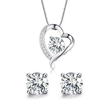Load image into Gallery viewer, Turantu Gift for Women 925 Sterling Silver Forever Love Heart Pendant Necklace&amp;Earrings Set
