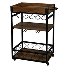 Load image into Gallery viewer, Bar Cart for The Home with Wine Rack, 3 Tier Kitchen Serving Carts with Wine Bottle Holder, Industrial Wine Cart on Wheels with Handle, Glass Bottle Holder and Wheel Locks, Rustic Brown
