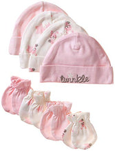 Load image into Gallery viewer, GERBER Baby Girls' 8-Piece Organic Cap and Mitten Set, Bunny, Newborn
