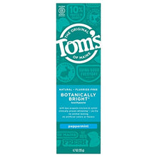 Load image into Gallery viewer, Tom's of Maine Natural Fluoride-Free SLS-Free Botanically Bright Toothpaste, Peppermint, 4.7 oz. (Packaging May Vary)
