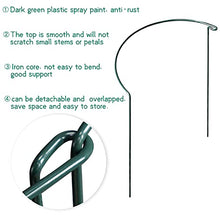 Load image into Gallery viewer, 10 Pack Garden Plant Support Stakes,10&quot; Wide x 16&quot; High Half Round Metal Garden Plant Support Ring Cage Border Support, Garden Supports for Plants Peony Flowers Vine Tomato with 66ft Plant Ties
