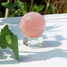 Load image into Gallery viewer, 50mm Natural Carved Rose Quartz Ball Healing Crystal Sphere with Glass Base
