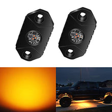 Load image into Gallery viewer, 4WDKING Amber LED Rock Lights, 2 Pods IP68 Waterproof Underbody Glow Trail Rig Lamp LED Neon Lights for Truck Jeep Off Road Truck Car Boat ATV SUV Motorcycle
