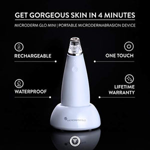 Microderm GLO MINI Diamond Microdermabrasion and Suction Tool - Best Pore Vacuum for Skin Toning - #1 Advanced Facial Treatment Machine - Promotes Collagen Production for Tone, Bright & Clear Skin