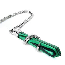 Load image into Gallery viewer, BEADNOVA Healing Crystal Necklace for Women Men Synthetic Malachite Snake Tail Wrap Pendant Energy Healing Gemstones Jewelry Pendulum Crystal Divination (Hexagonal, 18 Inches Stainless Steel Chain)
