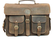 Load image into Gallery viewer, vintage crafts Leather Handmade 18 Inch Messenger Bag Briefcase Rustic Full Grain Computer Satchel Best Laptop Bag Brown Office Crossbody Shoulder Bag for Men and Women
