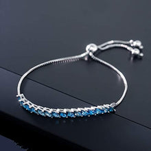 Load image into Gallery viewer, Gem Stone King 925 Sterling Silver London Blue Topaz Women&#39;s Tennis Bracelet (1.50 Total Carat Weight, Gemstone Birthstone, Fully Adjustable)
