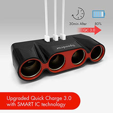 Load image into Gallery viewer, USB Car Charger Splitter Adapter, 120W 12V/24V 4-Socket Cigarette Lighter Adapter with 3pcs USB QC3.0 Car Charger Socket Quick Charge for GPS, Dash Cam, Sat Nav, Phone, iPad
