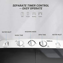 Load image into Gallery viewer, Portable Mini Twin Tub Washing Machine 17.6lbs, Washer(11lbs)&amp;Spinner(6.6lbs), 35 mins MAX Washing Time, with Drain Hose, Inlet Water Hose, For Camping, Apartments, Dorms- TACKLIFE DSBP171
