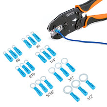 Load image into Gallery viewer, Wirefy 130 PCS Heat Shrink Ring Terminals #10 - Marine Grade Ring Connectors - Eyelet Wire Connectors - Blue 16-14 AWG
