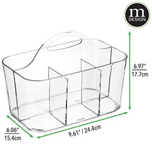 Load image into Gallery viewer, mDesign Plastic Craft Storage Organizer Bin with Handle for Living Room Drawer, Office Desk Organization - Holds Craft, Sewing, Art Supplies - Lumiere Collection - Clear
