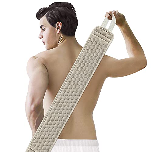 Suntee Exfoliating Back Scrubber & Exfoliating Sponge Pad Set for Shower, Bath Shower Scrubber for Men and Women, Luffa Scrubber to Deep Clean Relax Your Body (36.5'' length 4.5'' width)