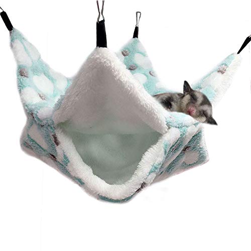 Oncpcare Small Pet Cage Hammock, Bunkbed Sugar Glider Hammock, Guinea Pig Cage Accessories Bedding, Warm Hammock for Parrot Ferret Squirrel Hamster Rat Playing Sleeping
