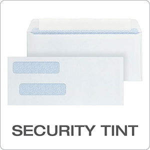 Quality Park #8 Double Window Security Envelopes for QuickBooks Checks, Redi-Strip Self Seal Closure, 3 5/8 x 8 11/16, 24 lb White, 500/Box (QUA50766)