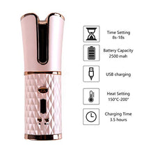 Load image into Gallery viewer, Wireless Automatic Curling Iron, Ceramic Charging Curling Iron with LED Temperature Display, Portable Travel Curling Iron, Long-Lasting Styling, Curly Hair Care Artifact.(Rosegold)
