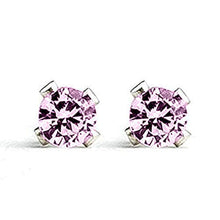 Load image into Gallery viewer, 6mm Light Pink Tourmaline Gemstone Stud Earrings in Sterling Silver - October Birthstone
