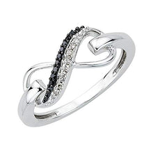 Load image into Gallery viewer, KATARINA Two Row Infinity Black and White Diamond Ring in Sterling Silver (1/20 cttw, I-J, SI) (Size-5.5)
