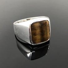 Load image into Gallery viewer, KAR 925K Stamped Solid Sterling Silver Tiger's Eye Men's Ring P2G (12.5)
