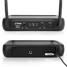 Load image into Gallery viewer, Pyle Dual Channel Wireless Microphone System - VHF Fixed Dual Frequency Wireless Mic Receiver Set with 2 Lavalier, 2 Headset Mics, 2 Transmitter, Receiver - For PA, Karaoke, Dj Party - Pyle PDWM2145
