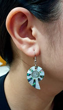Load image into Gallery viewer, Abalone Earrings with Mother of Pearl Handmade 2 inch Natural Shell Dangle Drop Womwn Jewelry BA268
