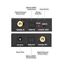 Load image into Gallery viewer, Optical-to-Coaxial OR Coaxial-to-Optical Digital Audio Converter, ROOFULL Bi-Directional Digital Coaxial to/from Optical Toslink SPDIF Audio Converter/Adapter/Repeater
