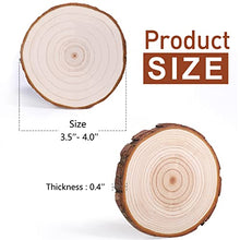 Load image into Gallery viewer, Natural Wood Slices 10Pcs 3.5-4.0 in Unfinished Wood Kit with Screw Eye Rings, Complete Wood Coaster, Wooden Circles for Crafts Wood Christmas Ornaments Wedding DIY Crafts
