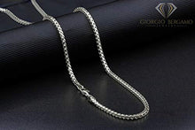 Load image into Gallery viewer, 14K White Gold 2.5mm Solid Franco Chain, FREE Microfiber Cloth, Square Box Link Necklace, Giorgio Bergamo (24)
