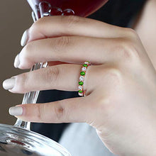Load image into Gallery viewer, Gem Stone King 2.70 Ct Round Green Simulated Tsavorite and White Created Sapphire 18K Rose Gold Plated Silver Eternity Band Ring (Size 7)
