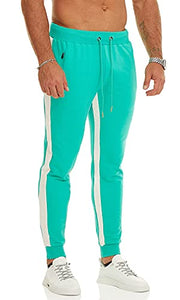 OuBER Men's Gym Jogger Pants Slim Fit Workout Running Sweatpants with Zipper Pockets (Small, Mint Green)