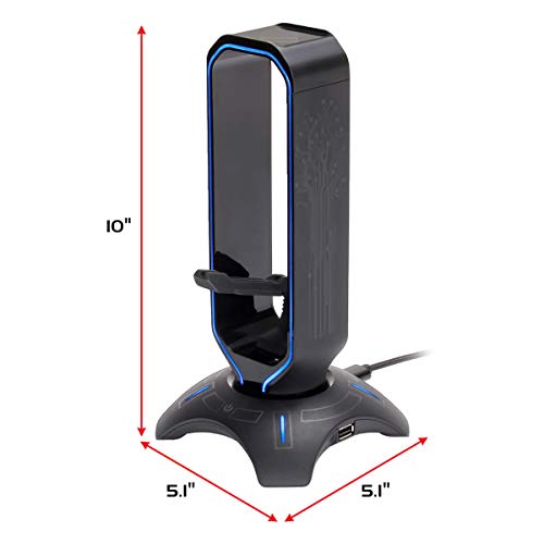 Load image into Gallery viewer, ENHANCE Gaming Headset Stand - LED Headphone Hanger with Mouse Bungee and 2 Port USB Hub - 7 RGB Colors + Color Changing Mode, Headset Hanger, Mouse Bungee 3-in-1 Gaming Desktop Accessory