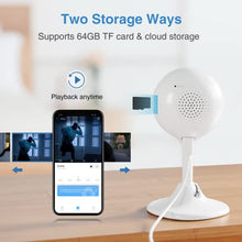 Load image into Gallery viewer, Indoor Security Camera, 1080P HD 2.4GHz WiFi Plug-in Smart Camera for Home Security, Baby/Dog/Pet/Nanny Camera Monitor with Motion Detection Night Vision Two-Way Audio, Compatible with Alexa, 2-Pack
