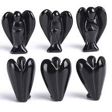 Load image into Gallery viewer, AMOYSTONE Angel Obsidian Gemstone Rock Crystals Pocket Guardian Angel Healing Statues 6PCS 1.5&quot; Black
