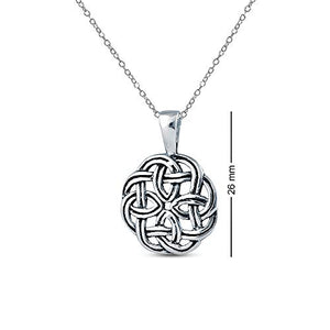 Charmsy Sterling Silver Jewelry Light-Weight Antique Celtic Knot Charm Pendant with Cable Chain for Women 26 MM