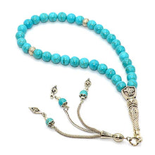 Load image into Gallery viewer, ALBATROSART -New Turquoise Collection- (8 mm 33 Beads) Worry Beads-Prayer Beads-Tesbih-Tasbih-Tasbeeh-Misbaha-Masbaha-Subha-Sebha-Sibha-Rosary (Sphere Turquoise Natural Stone)
