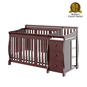 Storkcraft Portofino 4-in-1 Fixed Side Convertible Crib and Changer, Espresso, Easily Converts to Toddler Bed Day Bed or Full Bed, Three Position Adjustable Height Mattress (Mattress Not Included)
