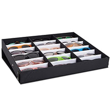 Load image into Gallery viewer, Juvale 18 Slot Sunglasses Storage Case, Glasses Tray, Multiple Eyeglasses Organizer Box (Black, 19 x 15 inches)
