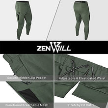 Load image into Gallery viewer, ZENWILL Mens Lightweight Workout Jogger Pants,Men&#39;s Casual Slim Fit Athletic Sweatpants with Zipper Pocket (Small,Army Green)

