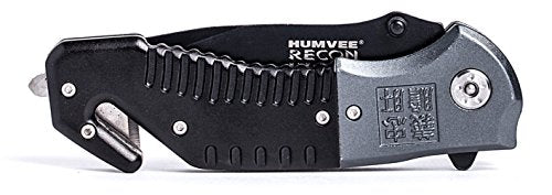 Load image into Gallery viewer, Humvee HMV-KTR-08 Recon 8 Folding Knife with Partially Serrated Stainless Steel Blade and Metal Pocket Clip, Black